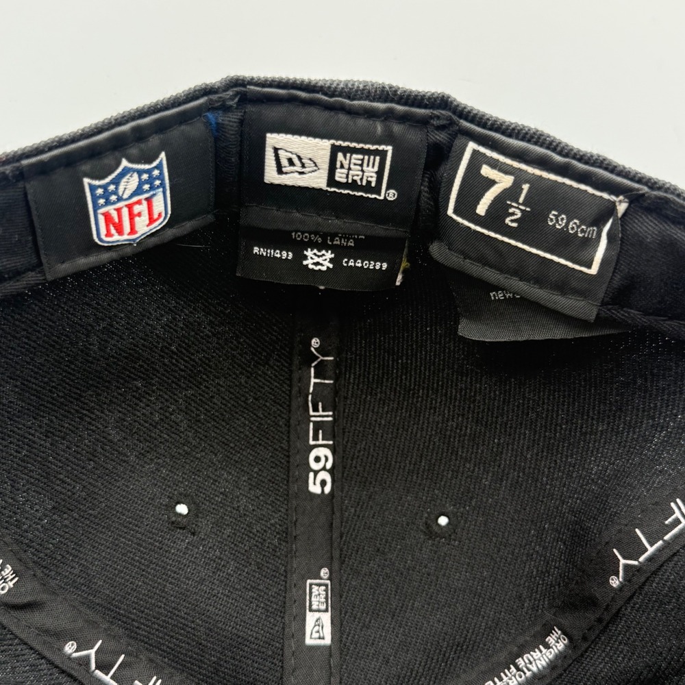 New Era 59FIFTY Hat Mens 7 1/2 Black Excellent Baltimore Ravens NFL Fitted Cap - Picture 5 of 6